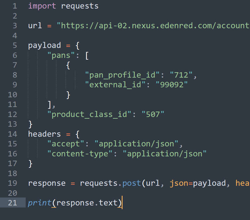 An interface showing lines of code written in Python